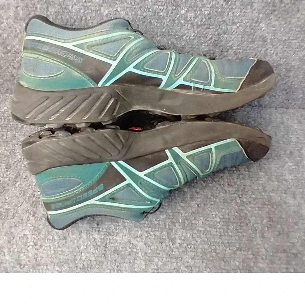 Salomon Speedcross Trail‎ Running Shoes Teal Black Youth Size 4 Quicklace Hiking